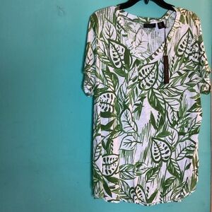 Tahari Womens Tropical Short Sleeve V-Neck Size 1X NWT